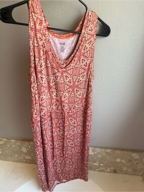 a.n.a Multicolor Pink and Orange Printed Scoop Neck dress